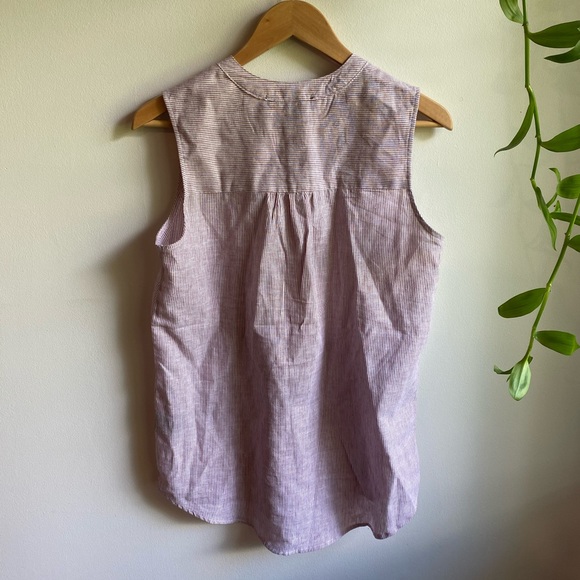 Harve Benard Linen Red & White Striped Tank Top - Picture 8 of 10